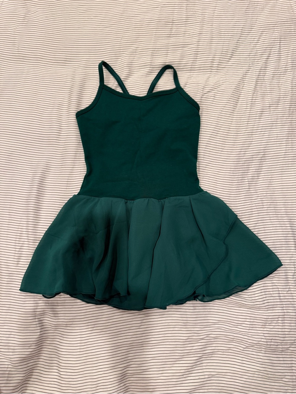 Girls Emerald Green Dance Leotard with Attached Skirt